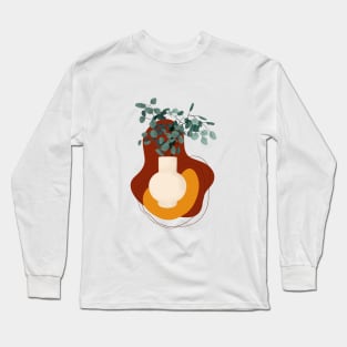 Mid century modern vase and eucalyptus plant, bohemian illustration 5 Long Sleeve T-Shirt